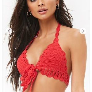 Forever21 crochet red bikini top size small!